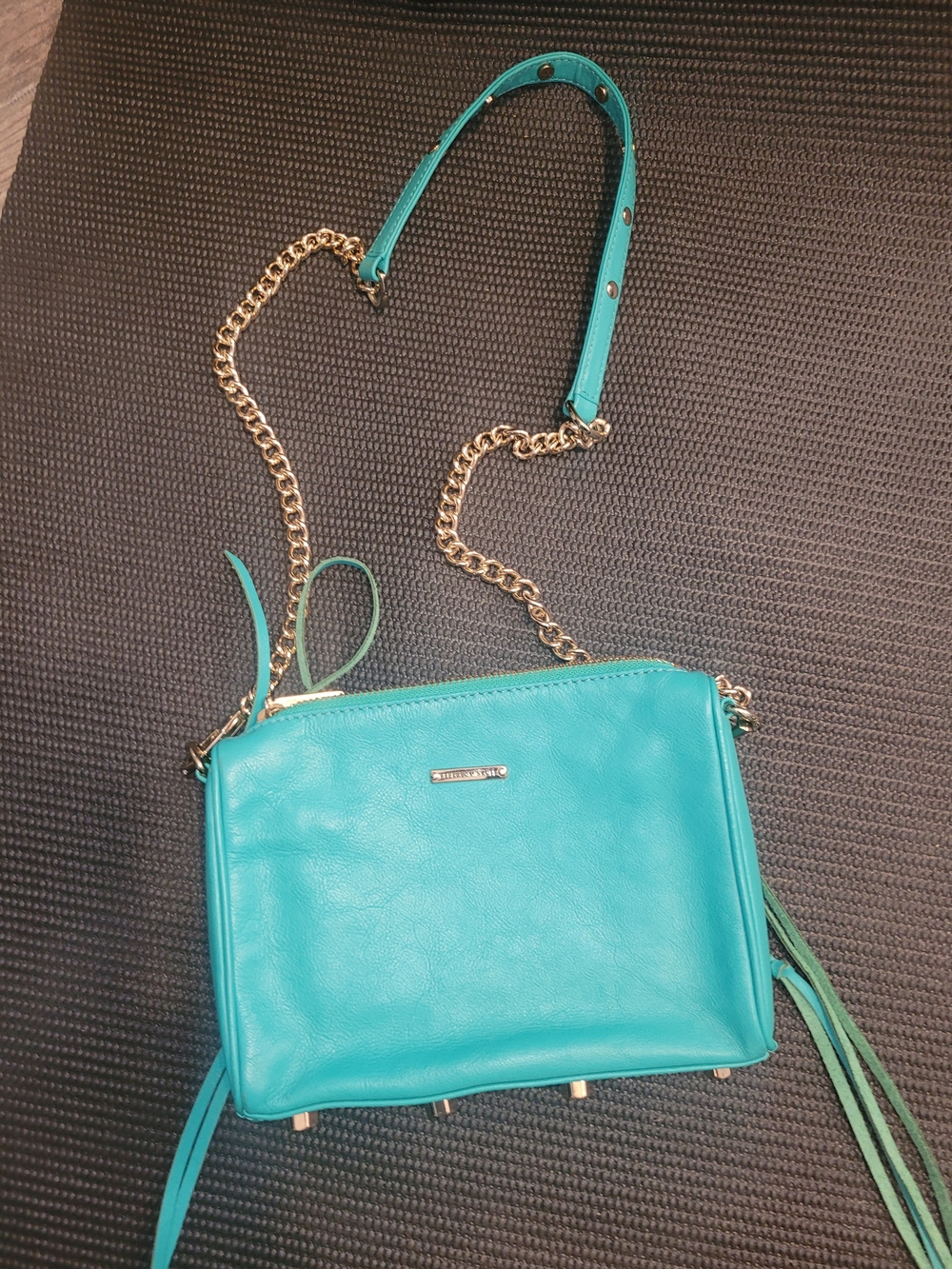 Rebecca Minkoff Turquoise Crossbody with Gold Chain Strap
